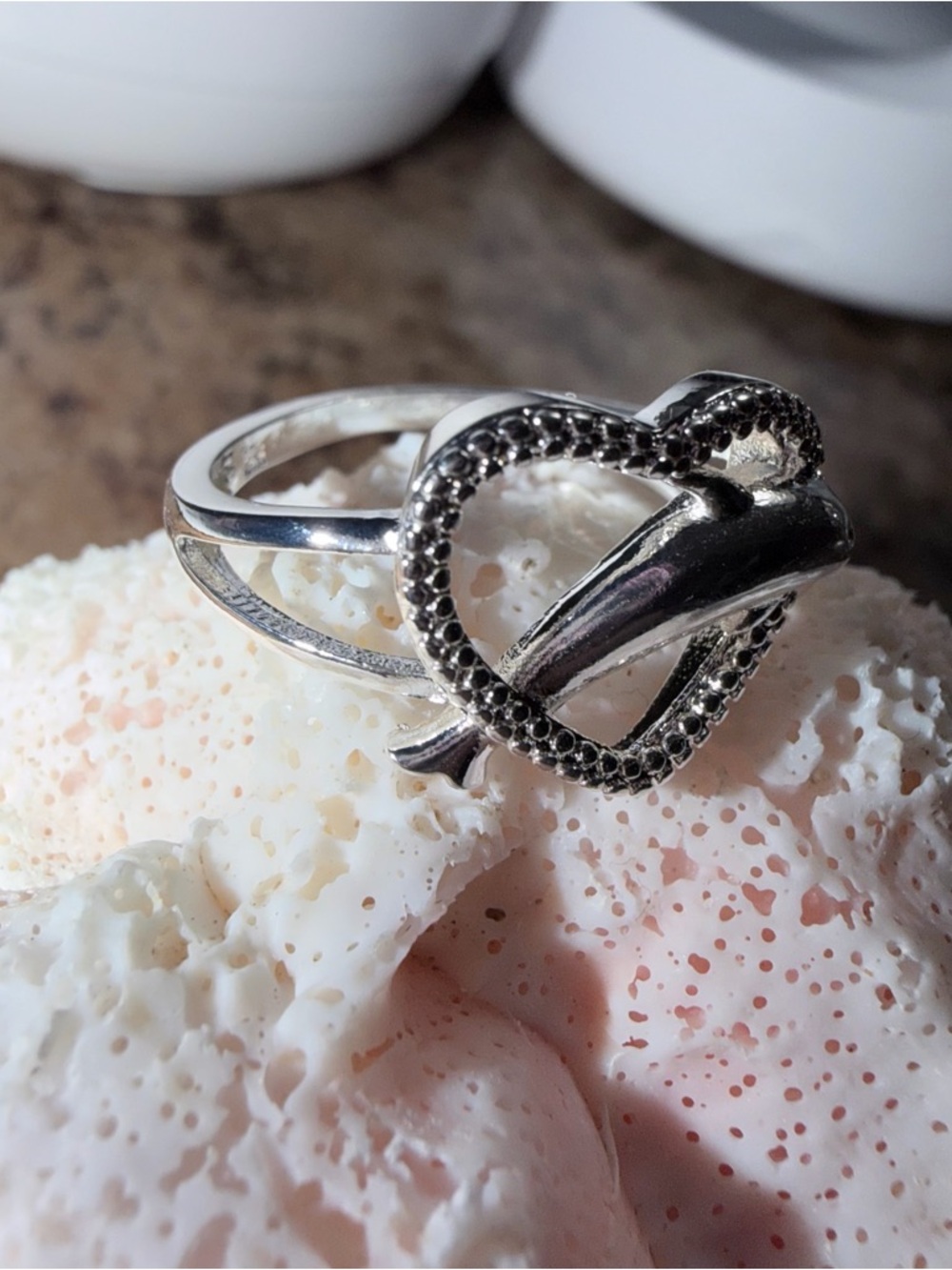 Silver Dolphin Heart Ring NWT